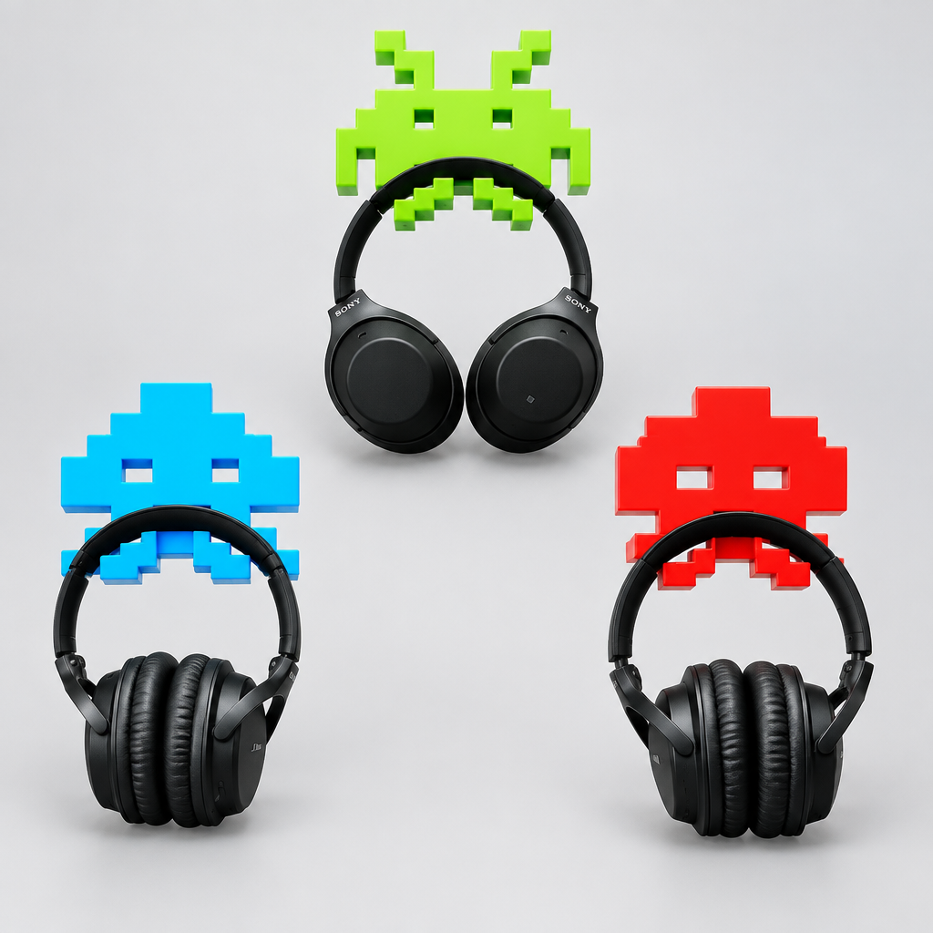 Soportes de pared con diseño de Space Invaders